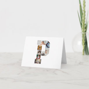 Black and White Letter P Photo Collage Thank You Card