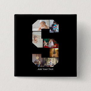 Black and White Letter S Photo Collage 15 Cm Square Badge