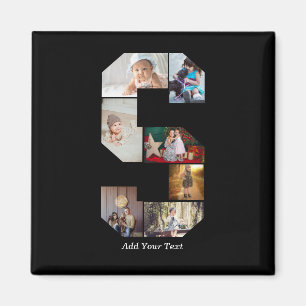 Black and White Letter S Photo Collage Magnet