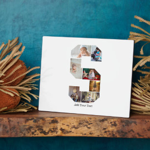 Black and White Letter S Photo Collage Plaque