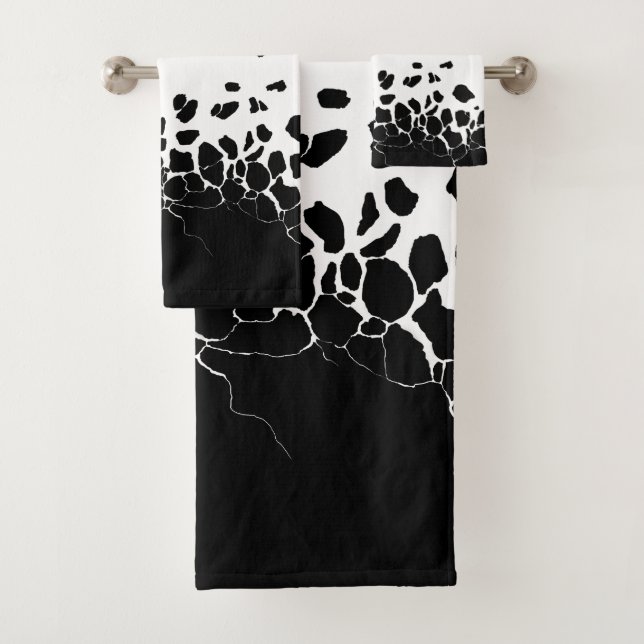 Black and white levitation abstract bath towel set (Insitu)