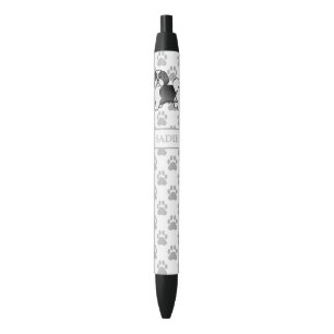 Black And White Lhasa Apso Cartoon Dog & Name Ink Pen
