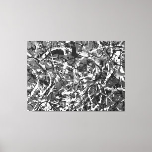 BLACK AND WHITE LI - Action painting -Abstract- Canvas Print