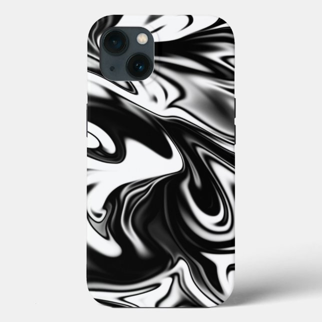 Black And White Licorice Marble, iPhone 13 Case (Back)