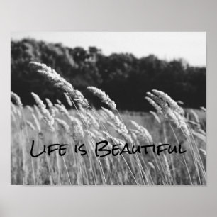 Black and White Life is Beautiful Quote Poster
