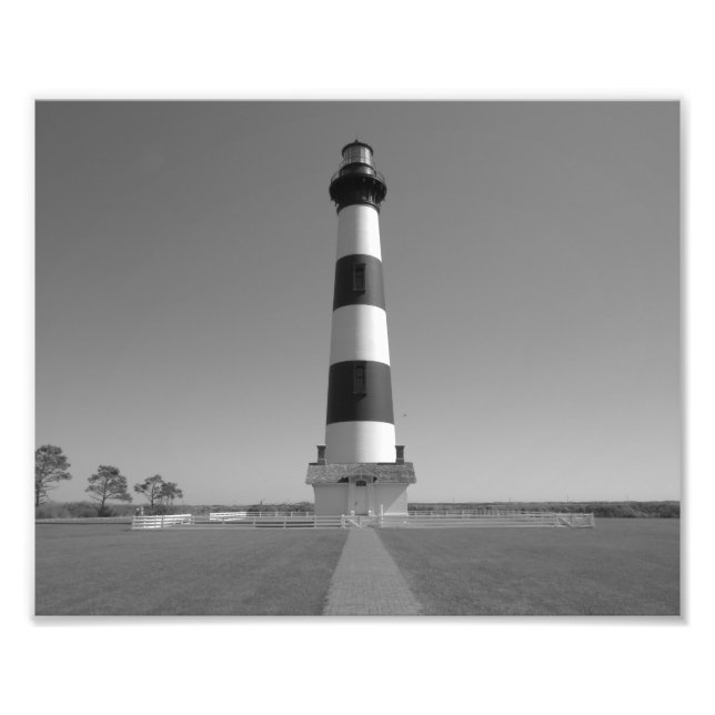 Black and White Lighthouse Photo Print (Front)