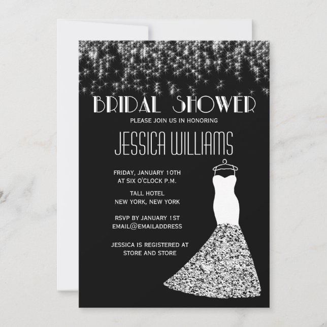 Black And White Lights Glamourous Bridal Shower Invitation (Front)