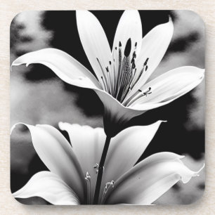 Black and White Lilies Coster Set Coaster
