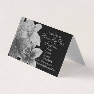 black and white lilly flowers for florists business card