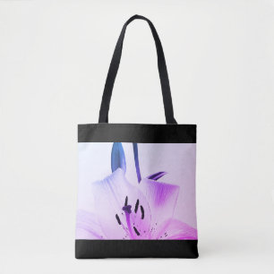 Black and White Lily Miami Black Rim Tote Bag