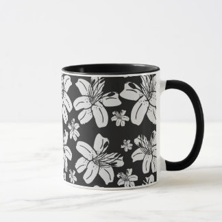 Black and White Lily Pattern Mug