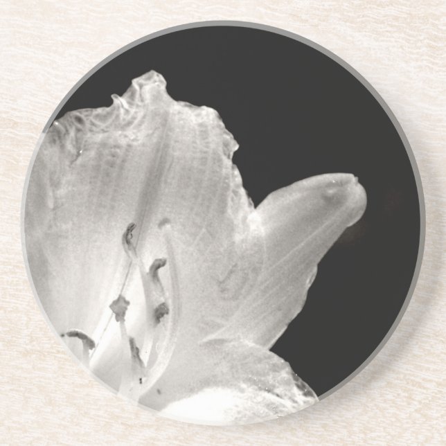 Black and White Lily Photo Coaster (Front)