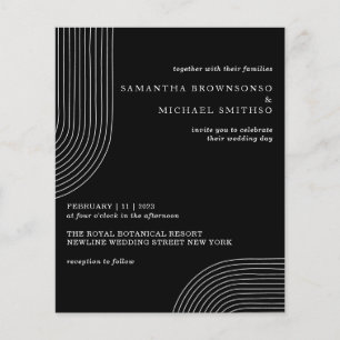 Black and White Line Art Geometric Modern Wedding Flyer