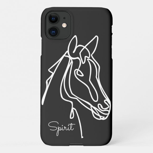 Black and white line art horse custom Zazzle Basic iPhone Case (Back)