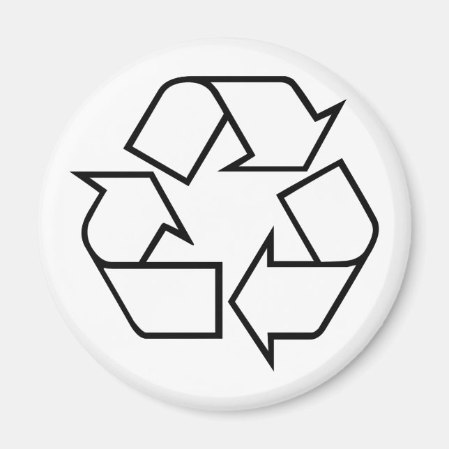 Black and White Line Drawing Recycling Magnet (Front)