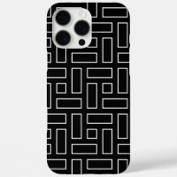 Black and White Linear Block Pattern - Black