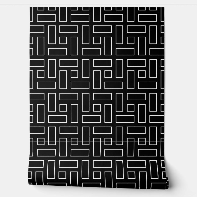 Black and White Linear Block Pattern - Black Wallpaper (Unrolling)