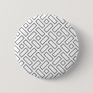 Black and White Linear Block Pattern - White 6 Cm Round Badge