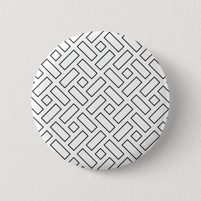 Black and White Linear Block Pattern - White 6 Cm Round Badge (Front)