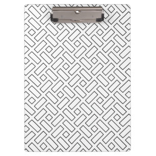 Black and White Linear Block Pattern - White Clipboard