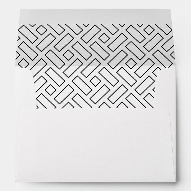 Black and White Linear Block Pattern - White Envelope (Back (Bottom))