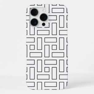 Black and White Linear Block Pattern - White iPhone 16 Pro Max Case