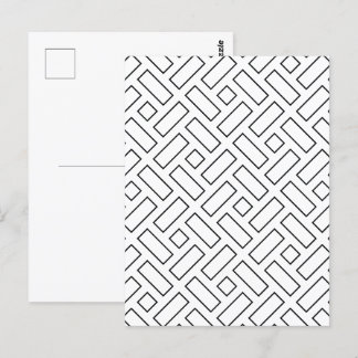 Black and White Linear Block Pattern - White Postcard
