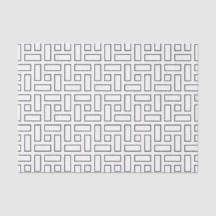 Black and White Linear Block Pattern - White Tissue Paper