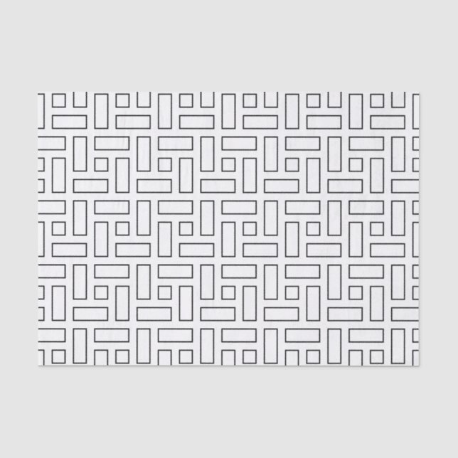 Black and White Linear Block Pattern - White Tissue Paper (Front)