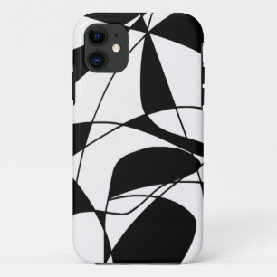Black and White lines, block colour print pattern iPhone 11 Case