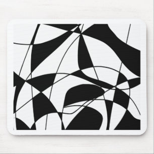 Black and White lines, block colour print pattern Mouse Pad