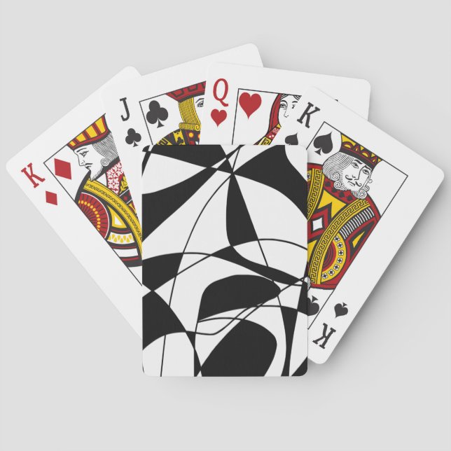 Black and White lines, block colour print pattern Playing Cards (Back)