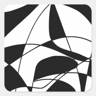 Black and White lines, block colour print pattern Square Sticker