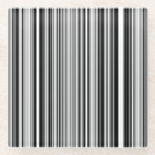 Black And White Lines Glass Coaster