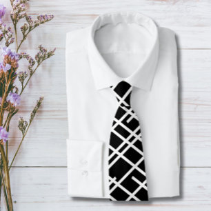 Black and White Lines Neck Tie