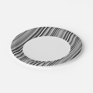 Black And White Lines Paper Plate