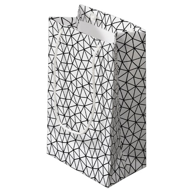 Black and white lines small gift bag (Front Angled)