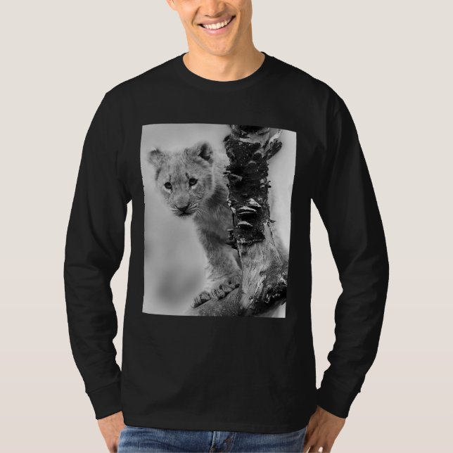 Black And White Lion Cub T-Shirt (Front)