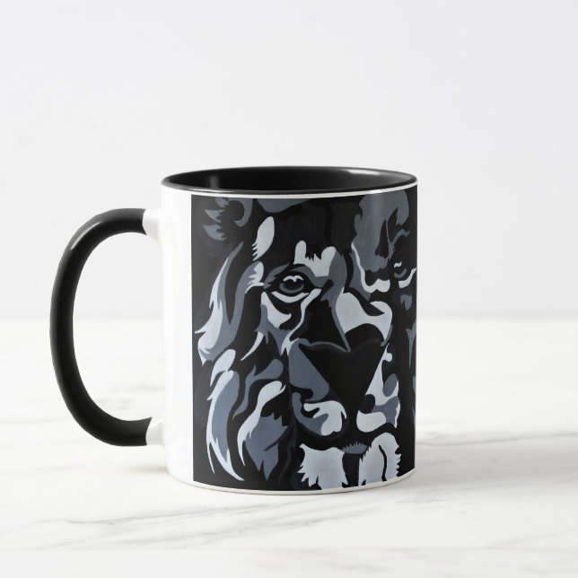 Black and White Lion Mug (Left)