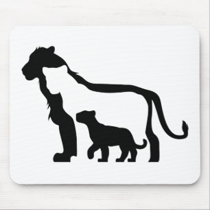 Black and White Lions Mouse Pad