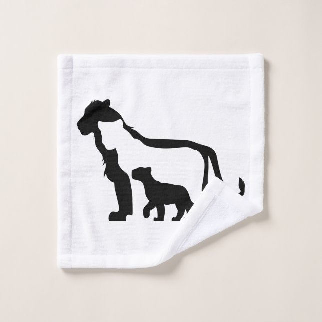 Black and White Lions Wash Cloth (Wash Cloth)