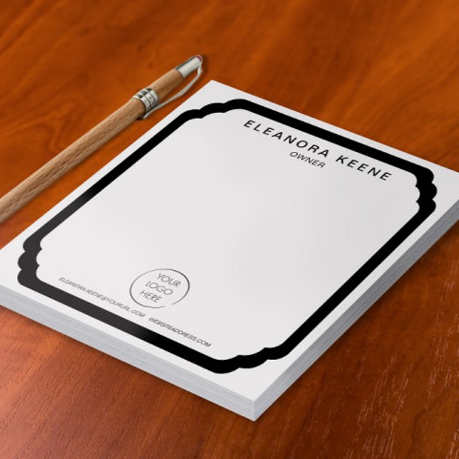 Black and White Logo, Name, Contact Info Business Notepad (Creator Uploaded)
