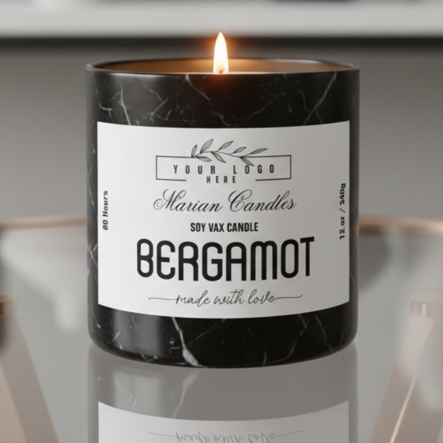 Black and white logo Personalised Candle Label (Creator Uploaded)
