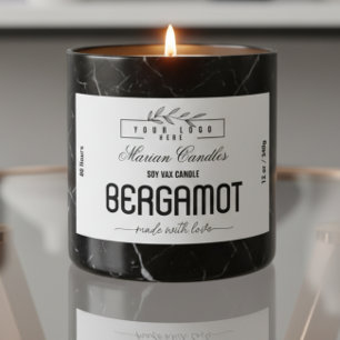 Black and white logo Personalized Candle Label