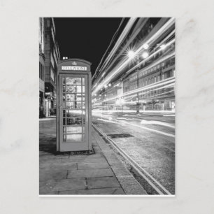 Black and White London Street at Night Postcard