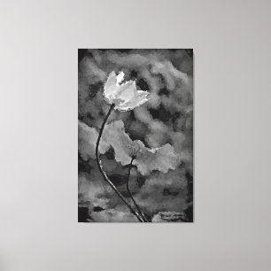 Black and White Lonely Flower Canvas Print