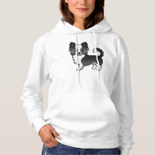 Black And White Long Coat Chihuahua Cartoon Dog Hoodie