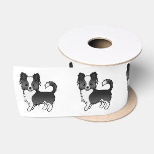 Black And White Long Coat Chihuahua Cute Dog Satin Ribbon