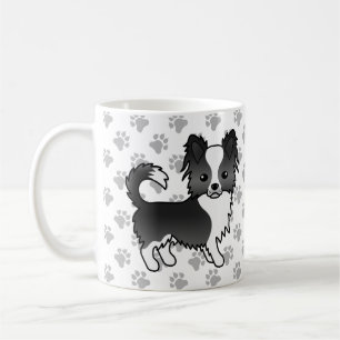 Black And White Long Coat Chihuahua Dog & Paws Coffee Mug