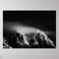 Black and white long exposure clouds over mountain